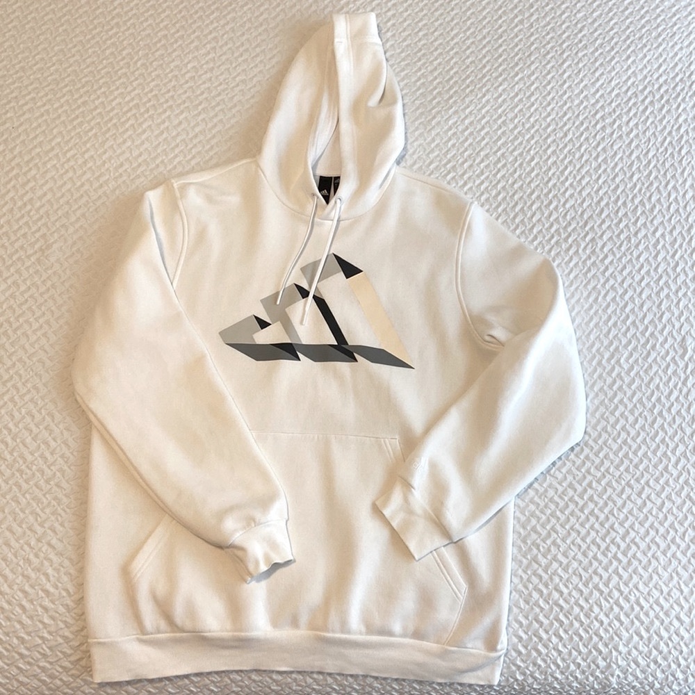 Adidas - Mens - White Hoodie - Large